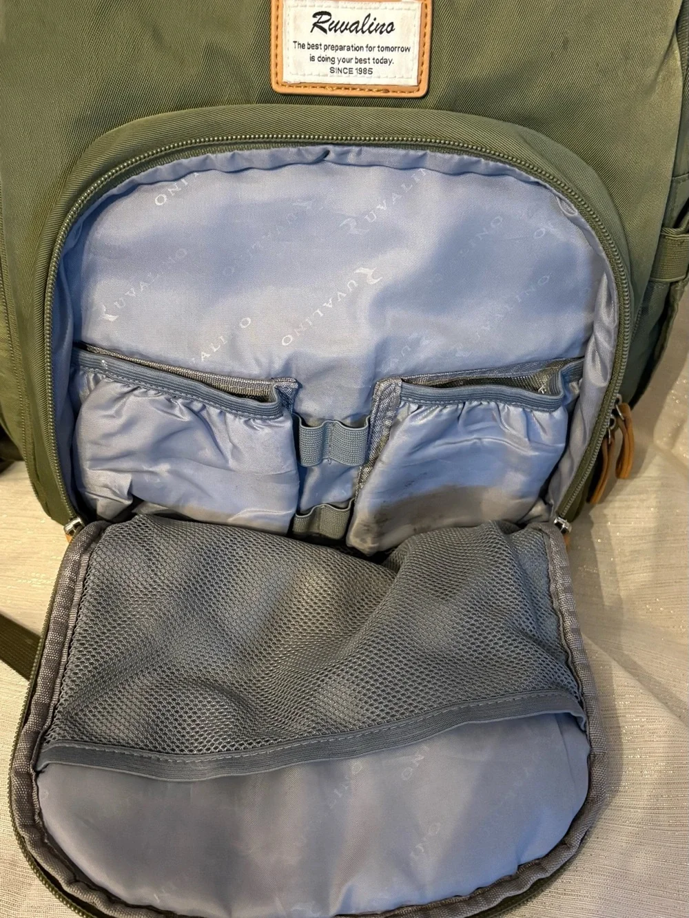 RUVALINO Multifunction Travel Diaper Bag Backpack - Olive / Army Green
